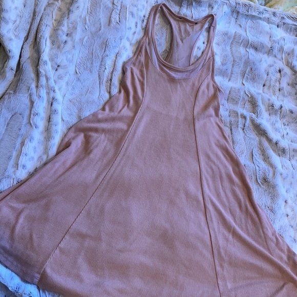 Nude/Blush Skater A line swingy mini dress - Picture 3 of 7